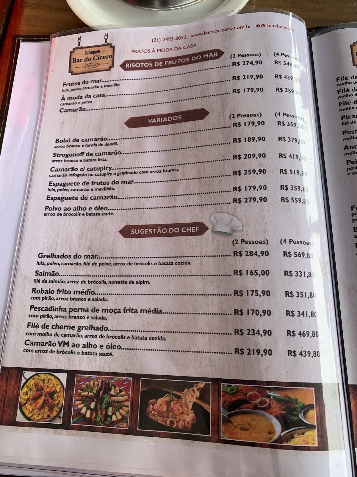 Bar Do Cícero cardápio