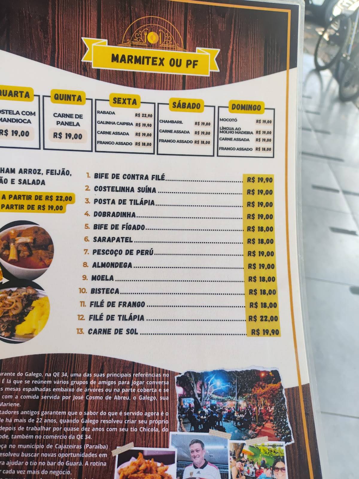 Bar do Galego cardápio