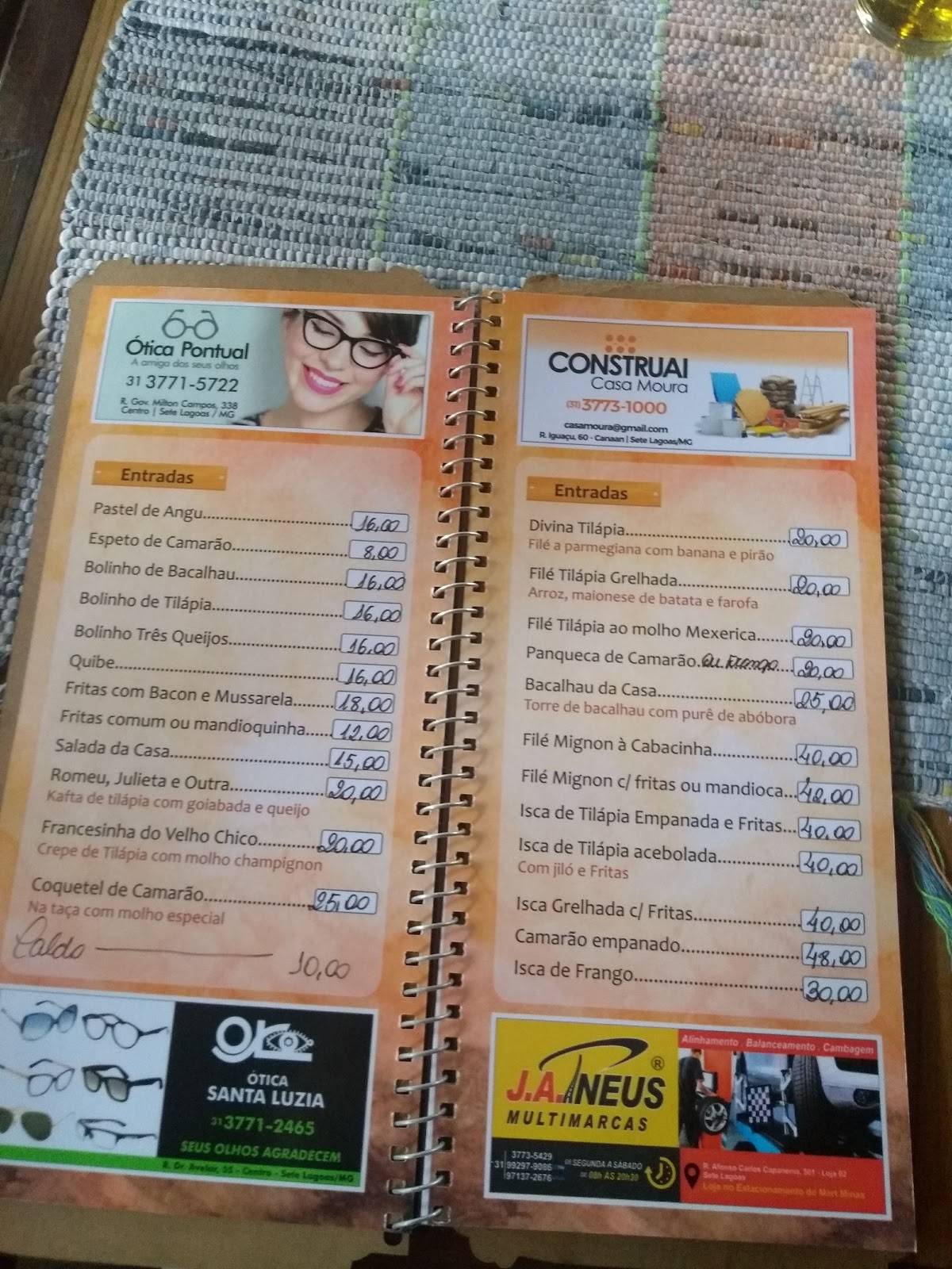 Bar E Restaurante Cabana Do Peixe cardápio