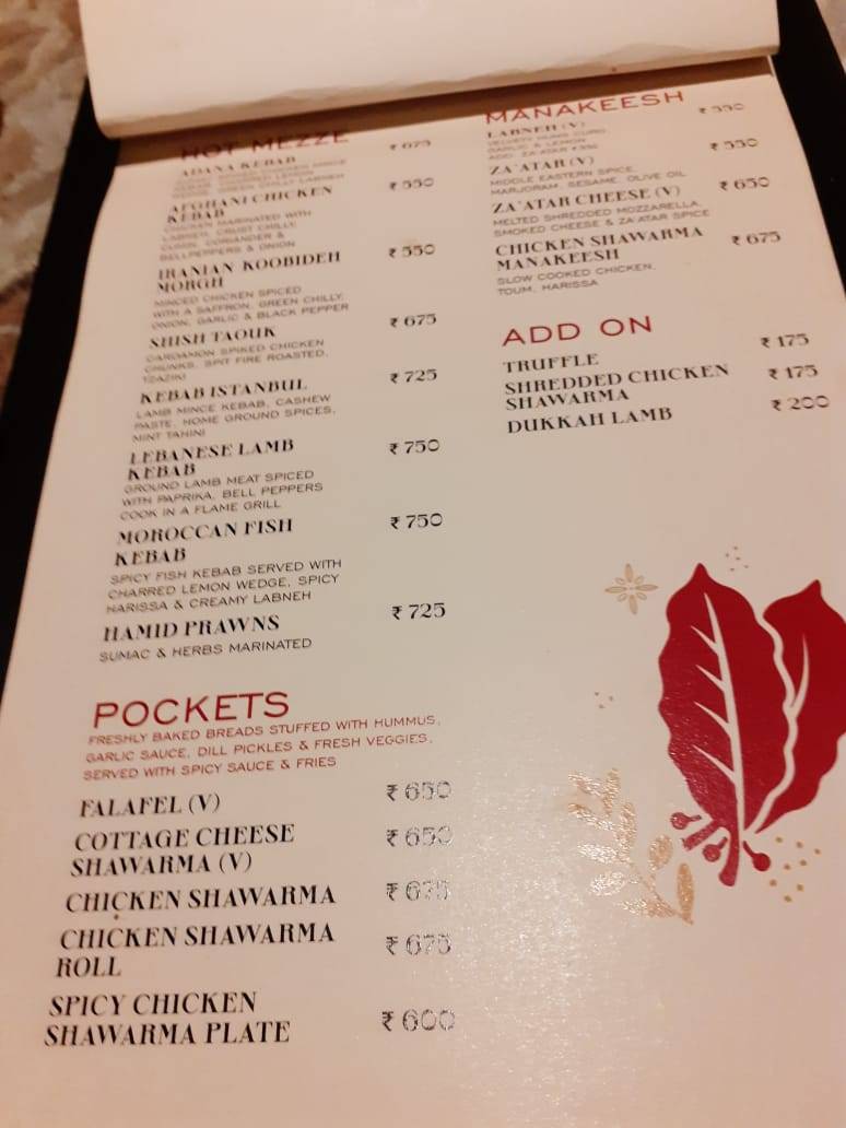 Baraka Kolkata menu