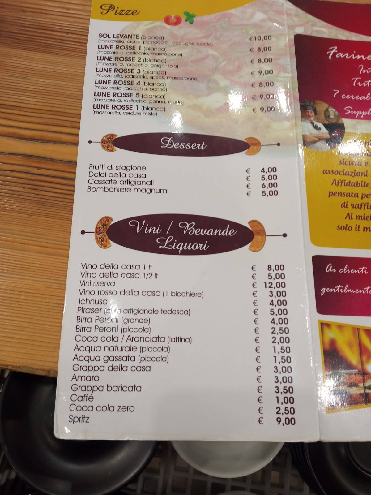 Menu di Pizzeria d'Autore 