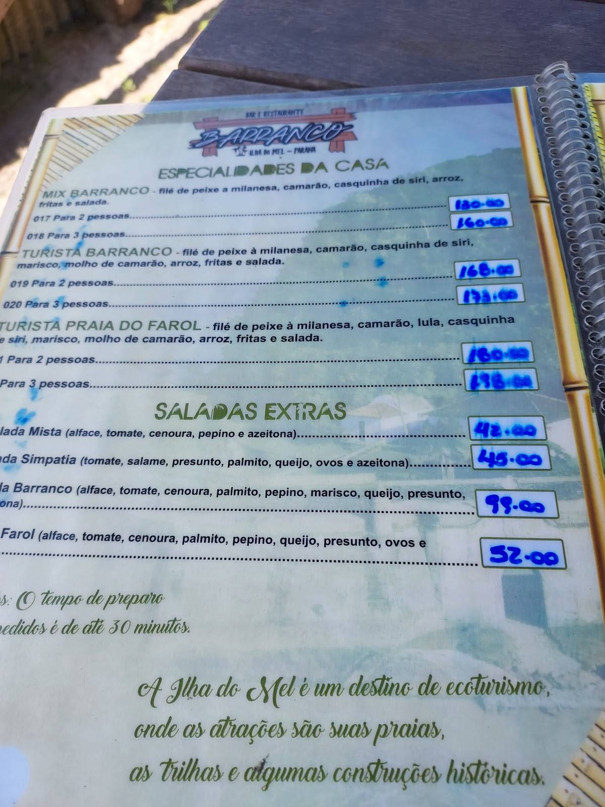 Barranco Bar Restaurante cardápio