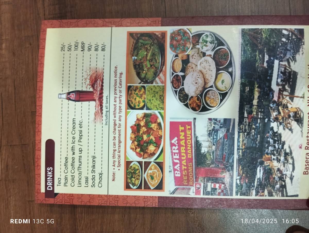 Basera Restaurant & Hotel menu