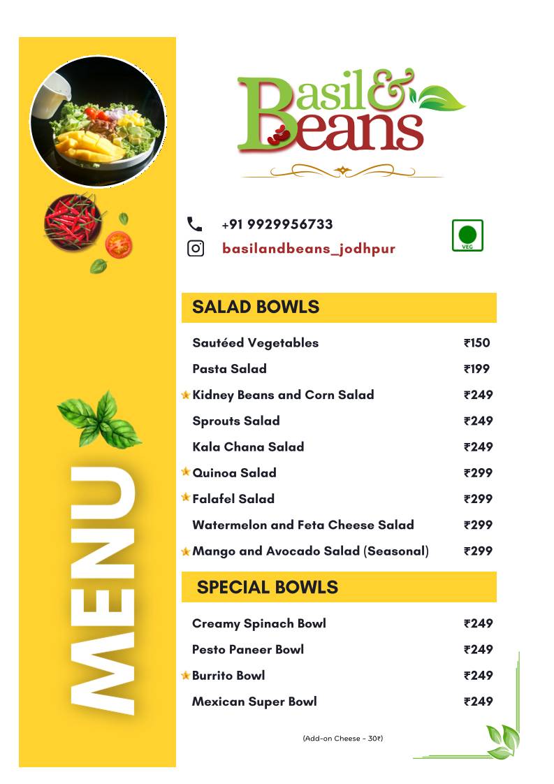 Basil And Beanzz Kitchen menu