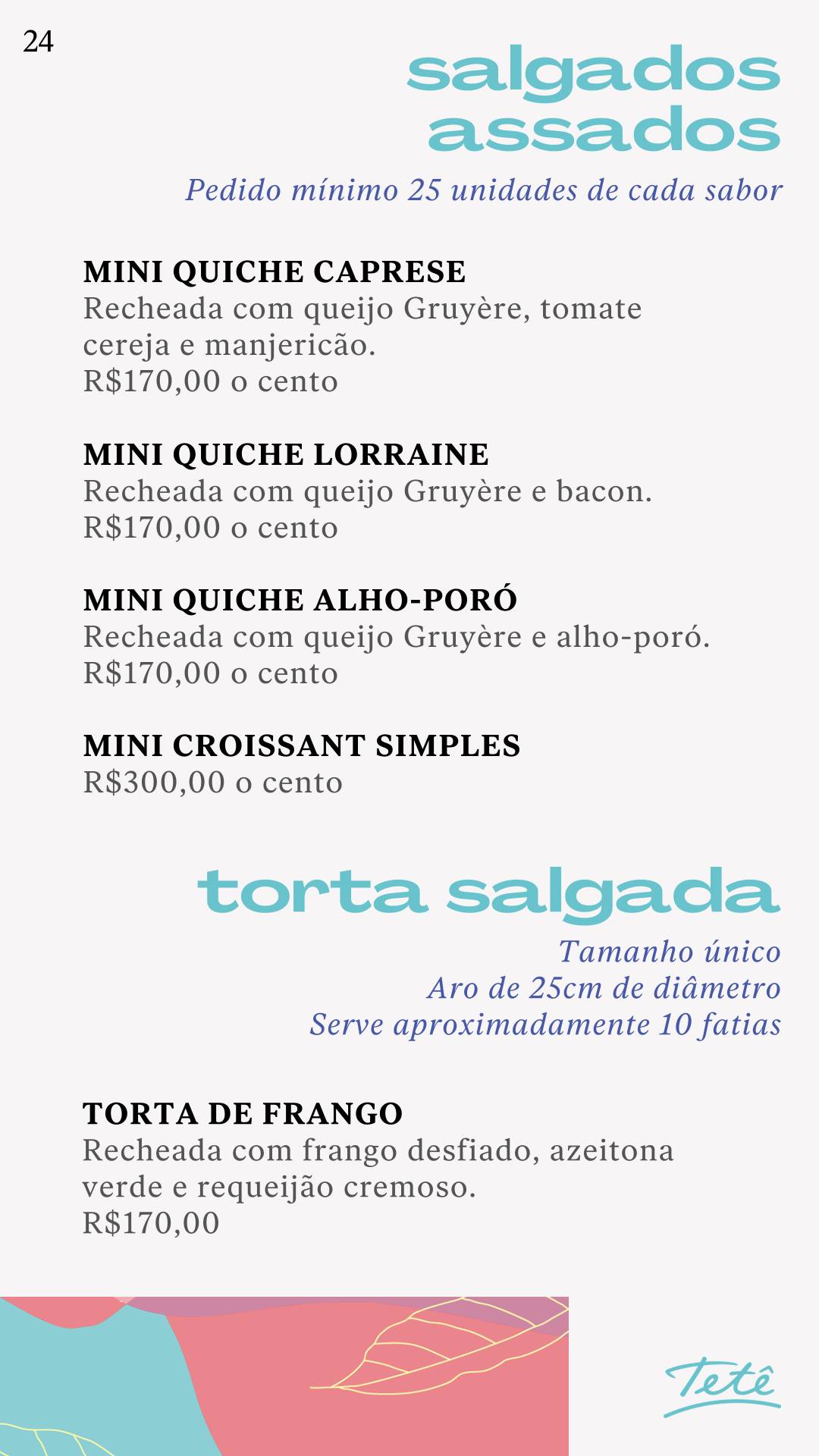 Tetê Confeitaria Villaggio Mall cardápio