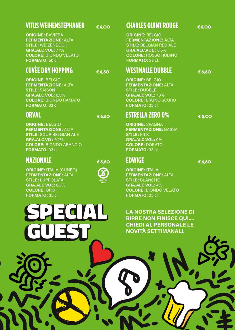 Menu di Beer Condicio 