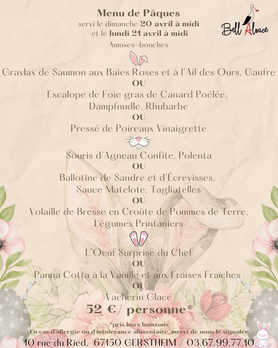 Menu de BellAlsace