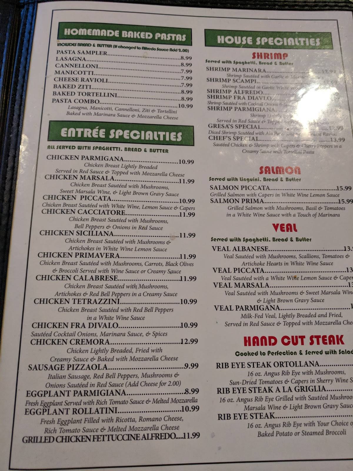 Menu at Roma Italian Restaurant, Bellevue