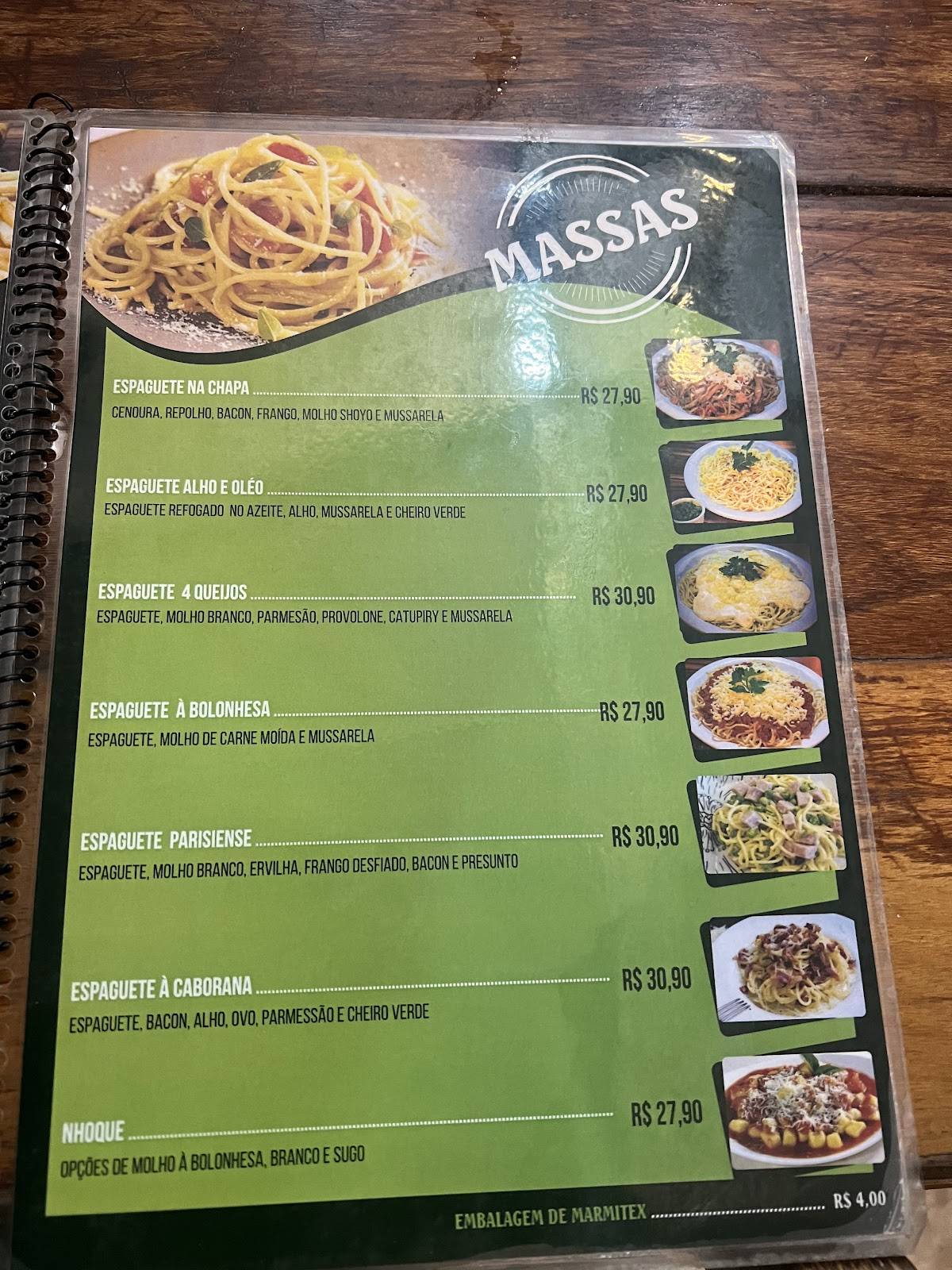 Bolhas burguer cardápio