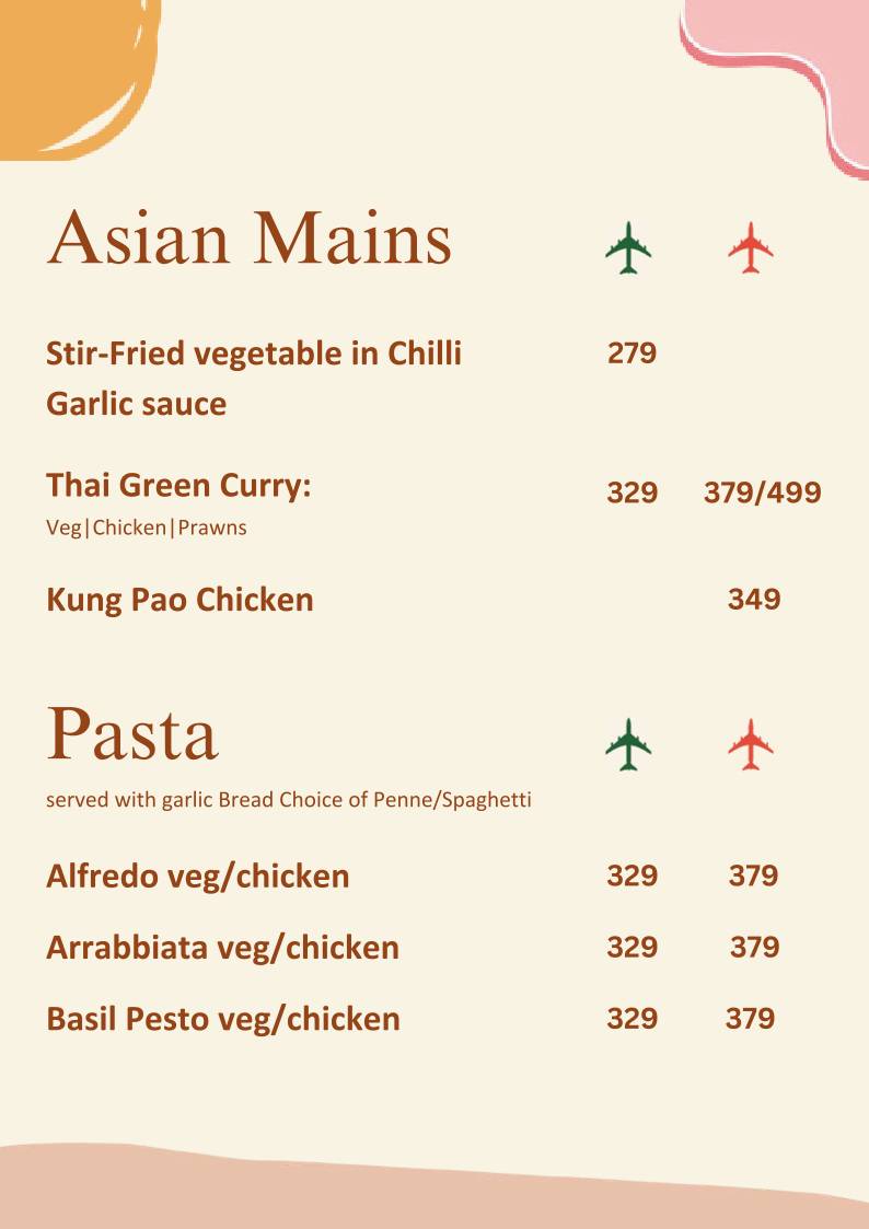 The Terminal Restaurant menu