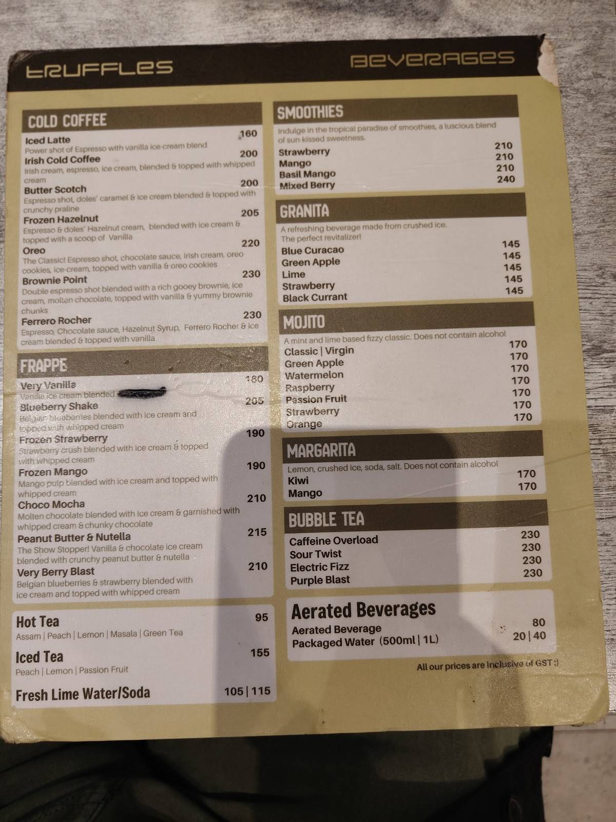 Truffles - Indiranagar menu