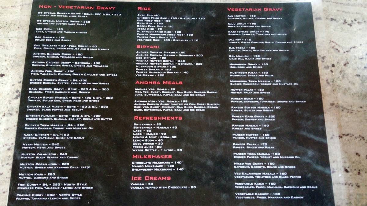 Wooden Table Restaurant menu