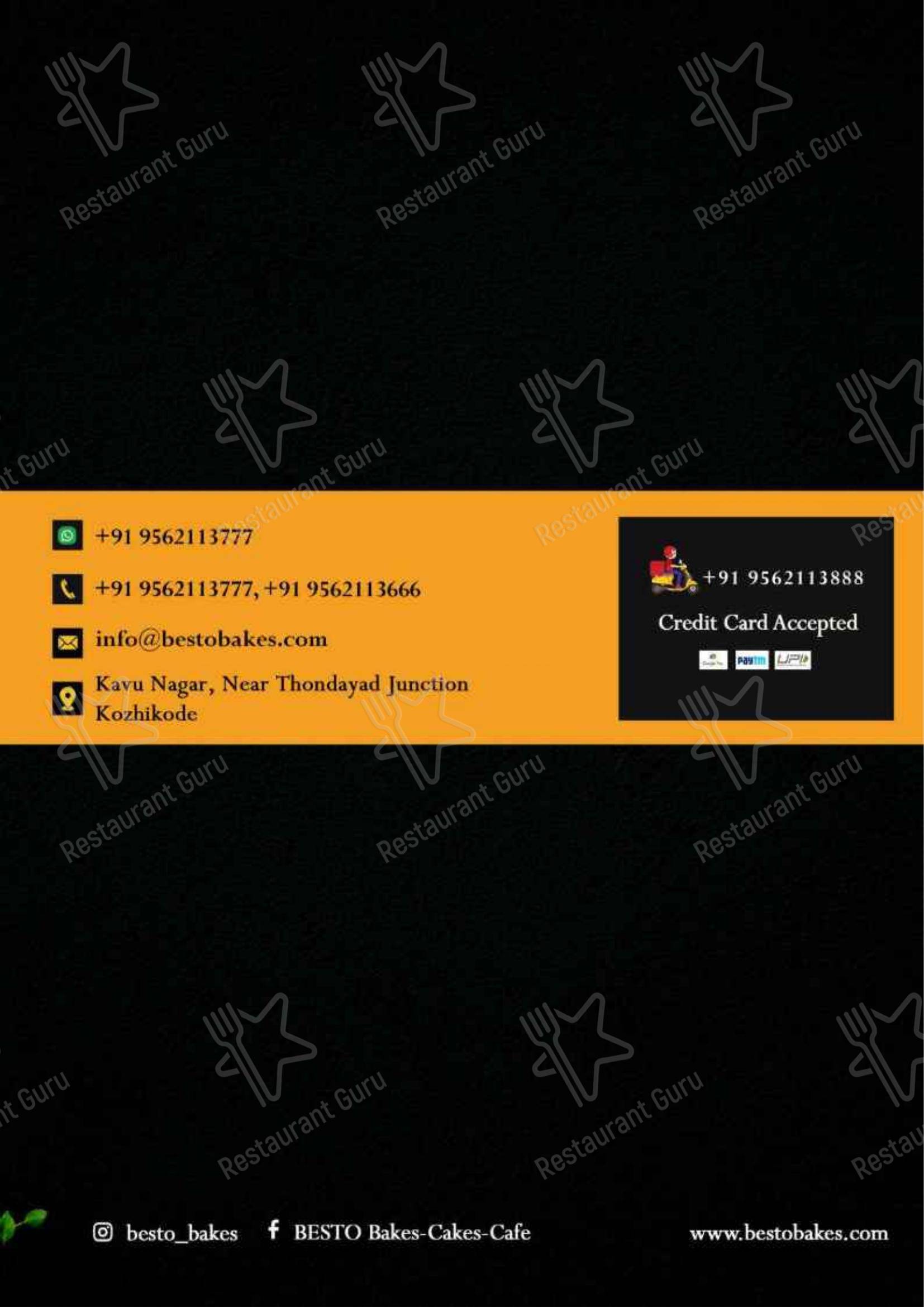 Коктейльная карта for the Besto Bakes Cakes Cafe cafe