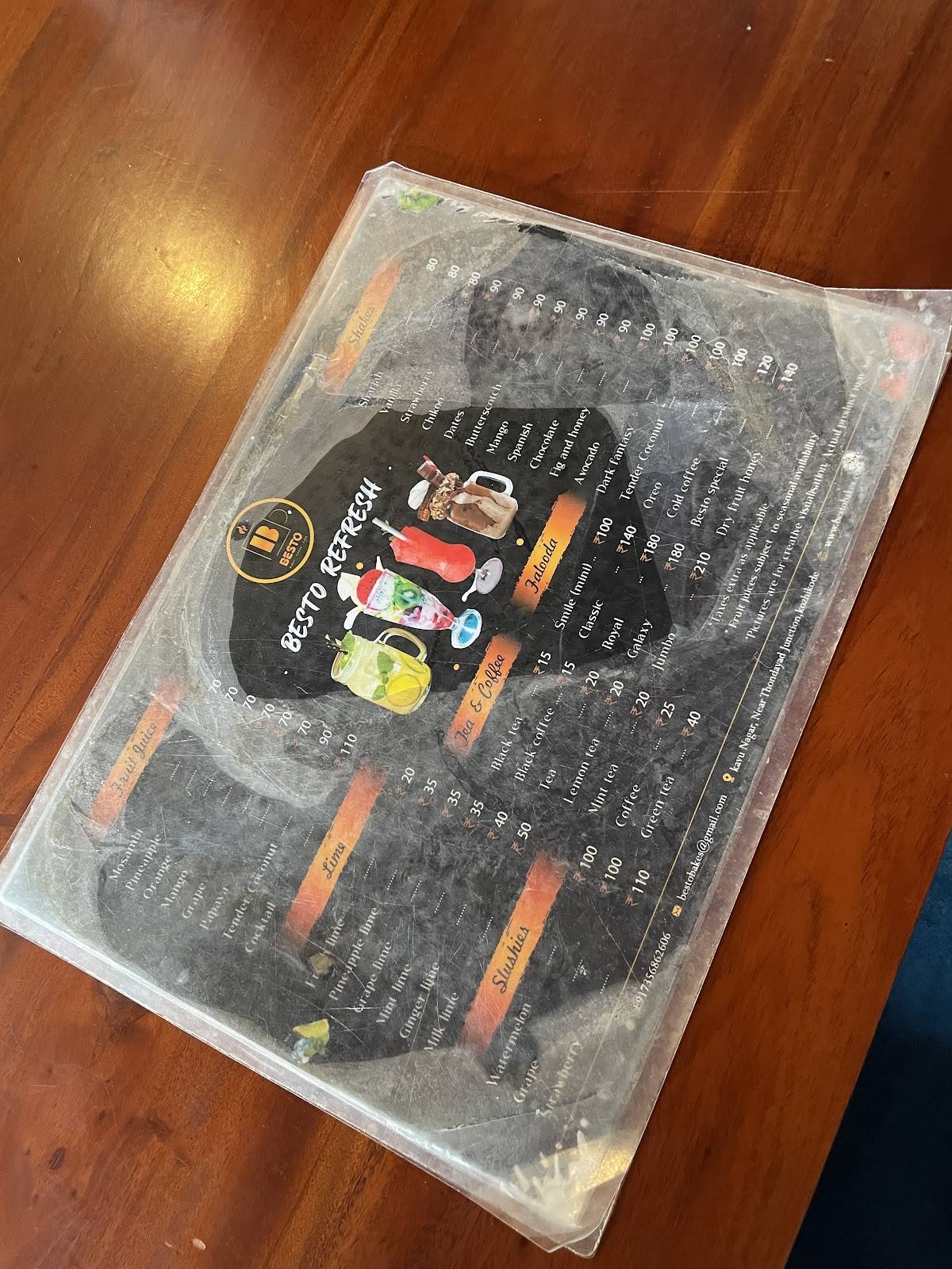 Besto Bakes Cakes Cafe menu