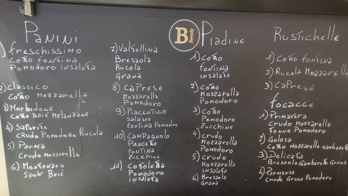 Menu di Beverly Piola 