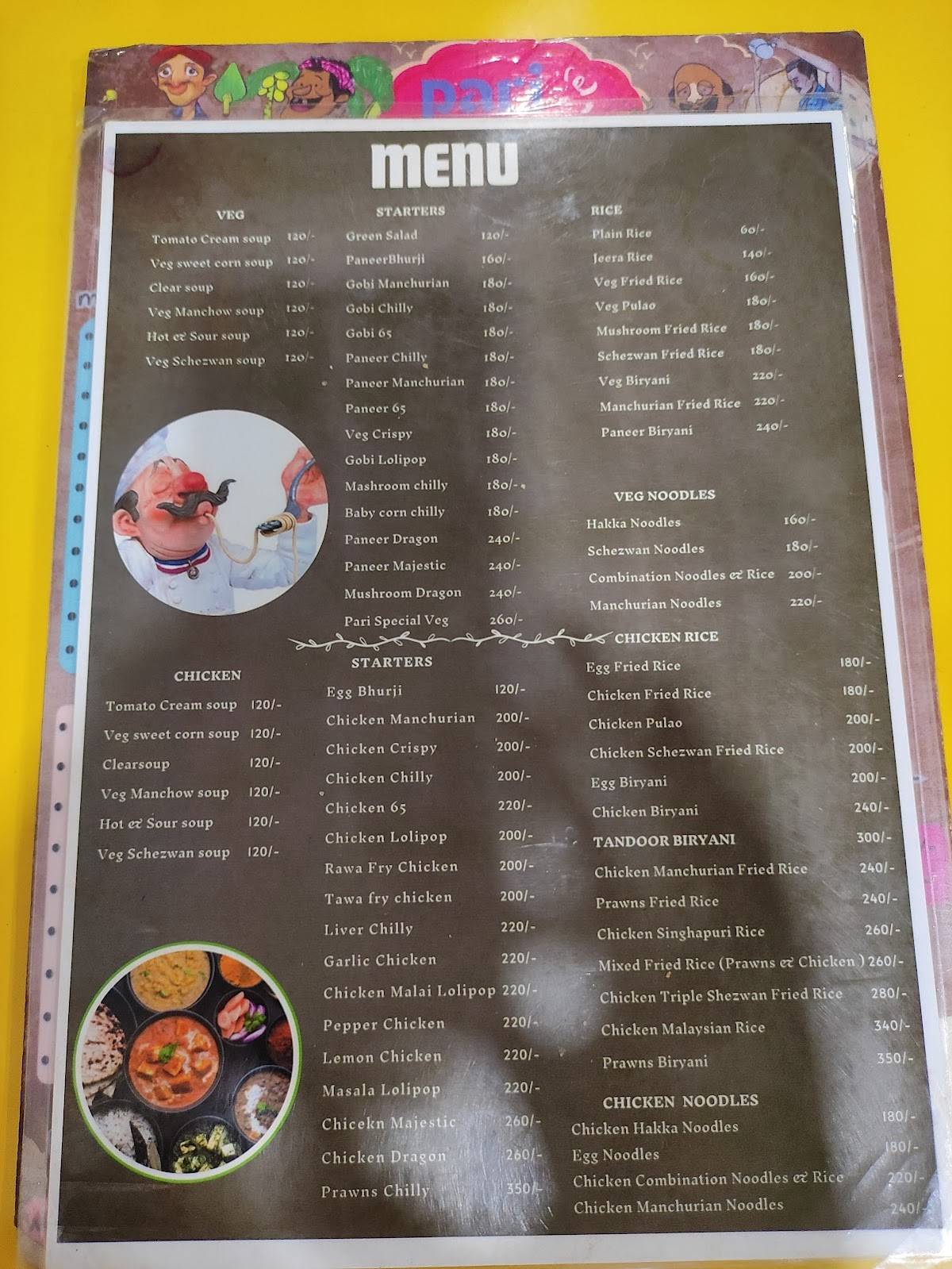Pari Classic menu