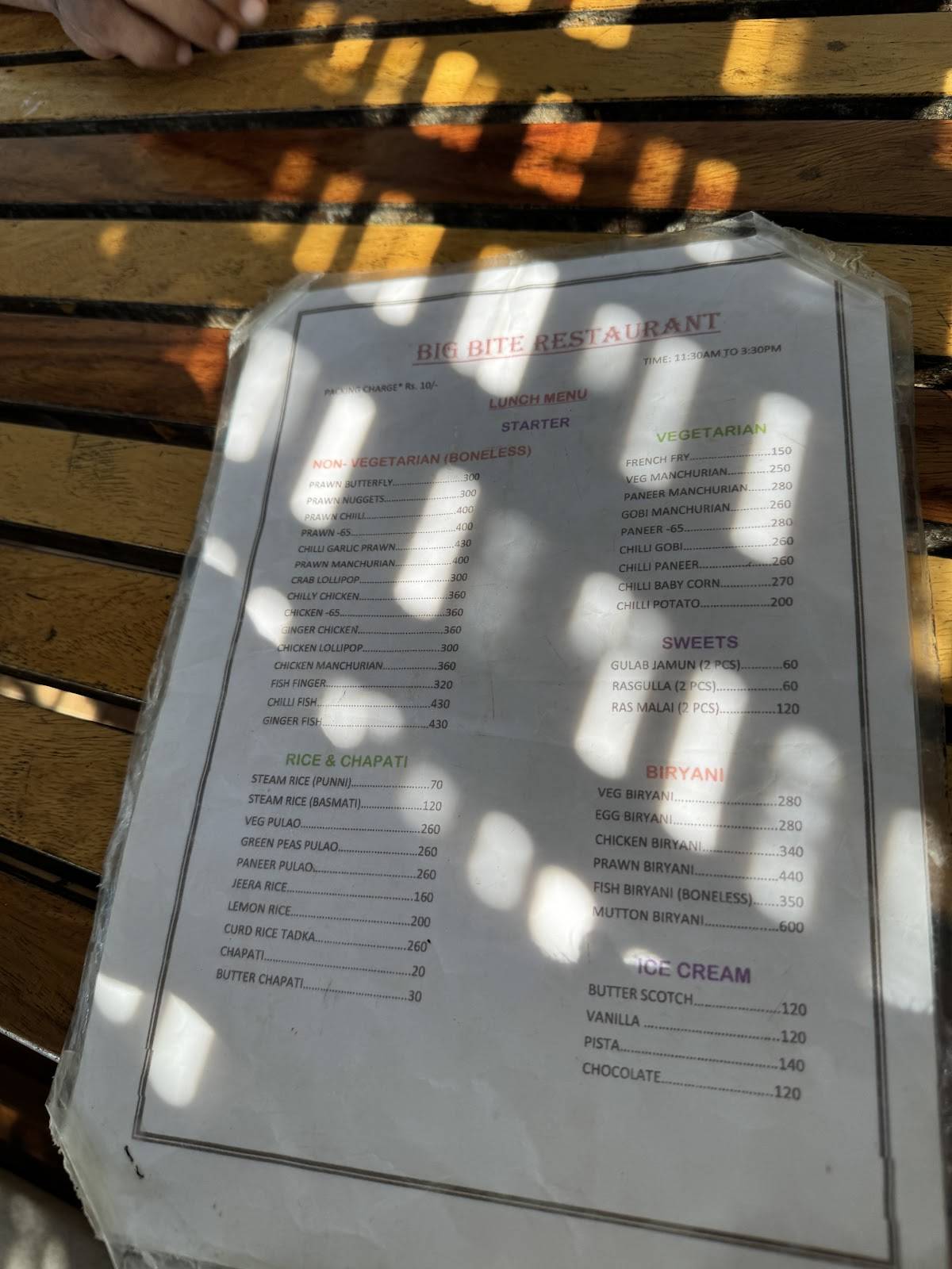 Big BITE menu