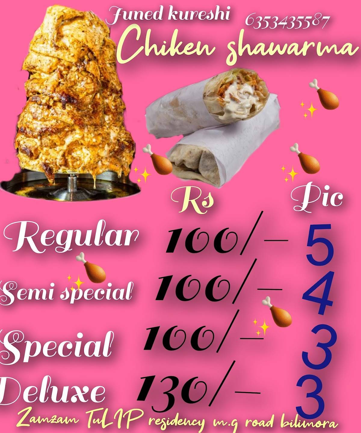 Zamzam Biryani & Shawarma menu