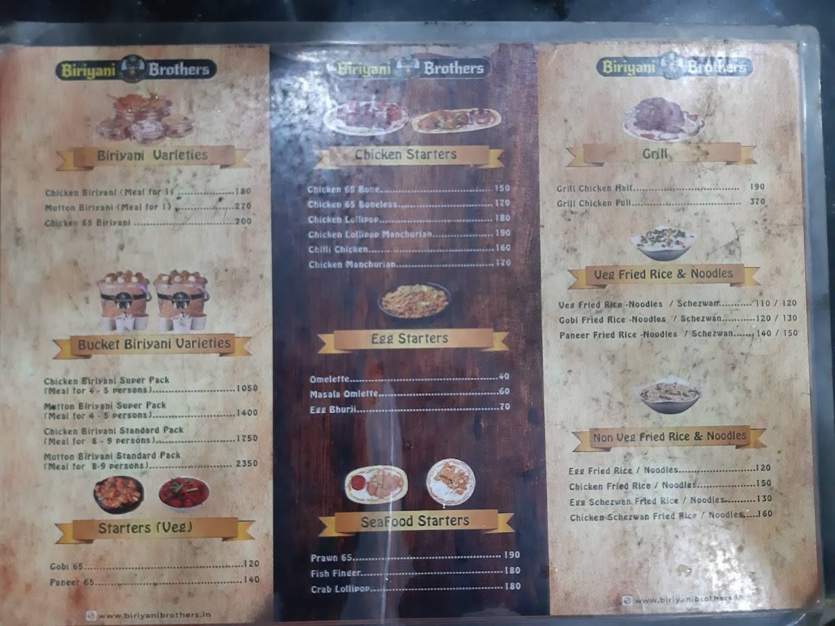 Biriyani Brothers menu