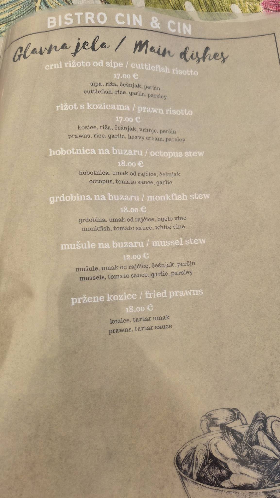 Menu di Bistro "Cin & Cin" 