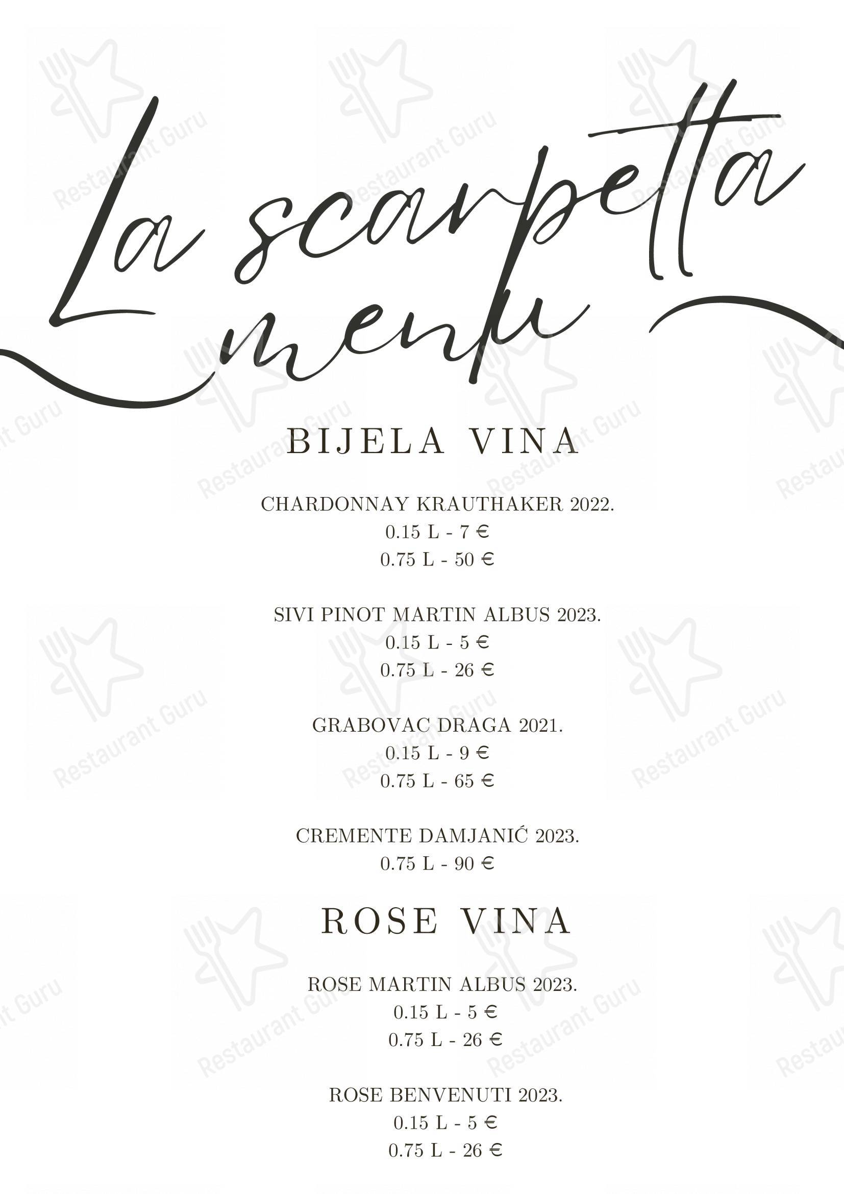 Menu per Bistro La Scarpetta in Fiume