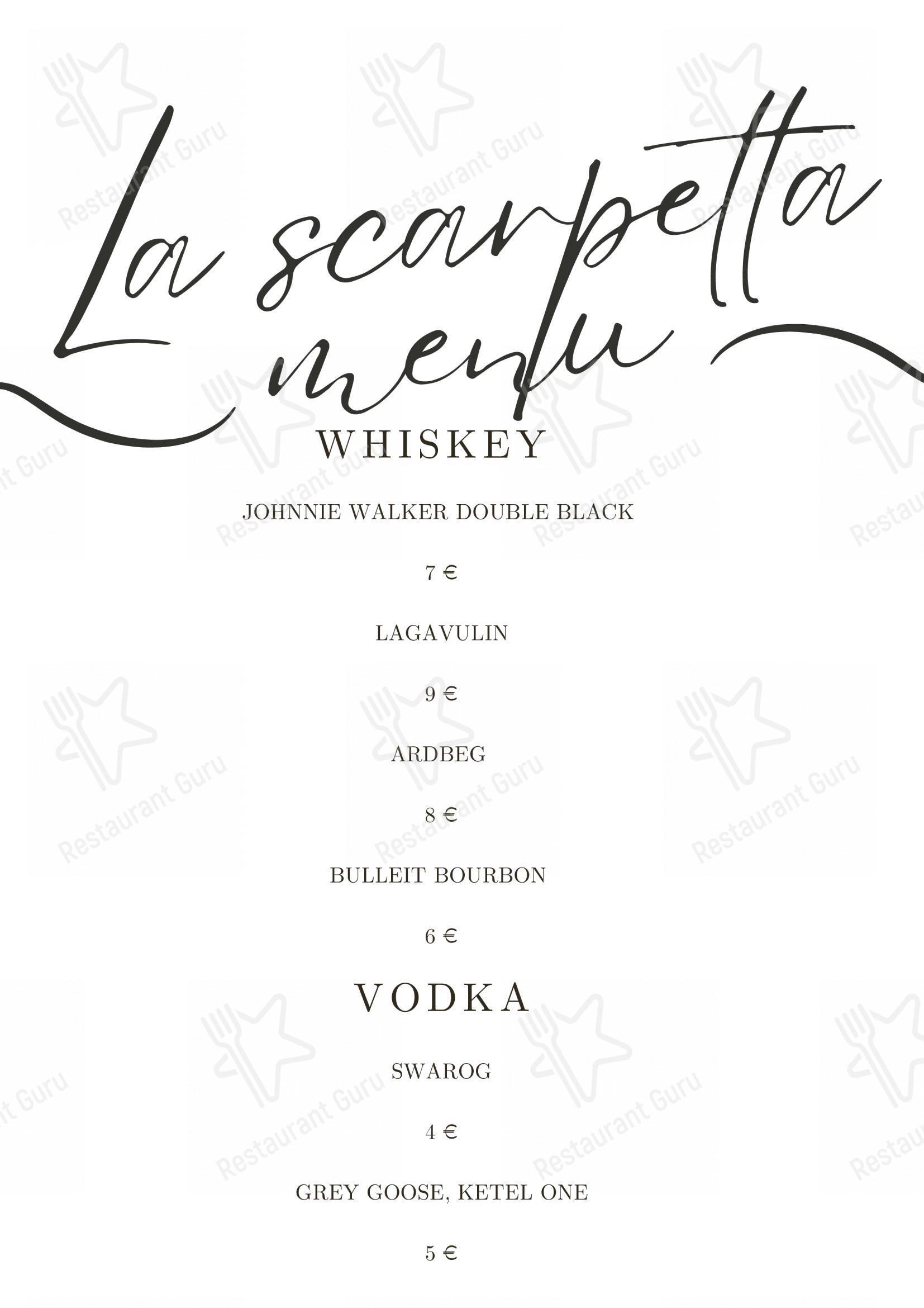 Menu per Bistro La Scarpetta ristorante