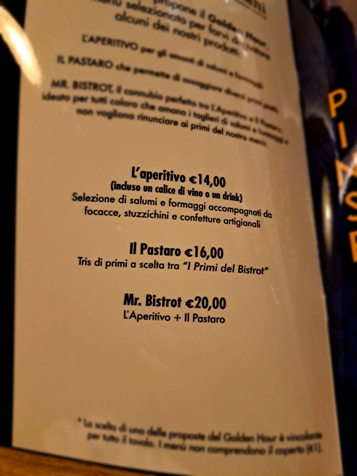 Menu di Bistrot Italiani 