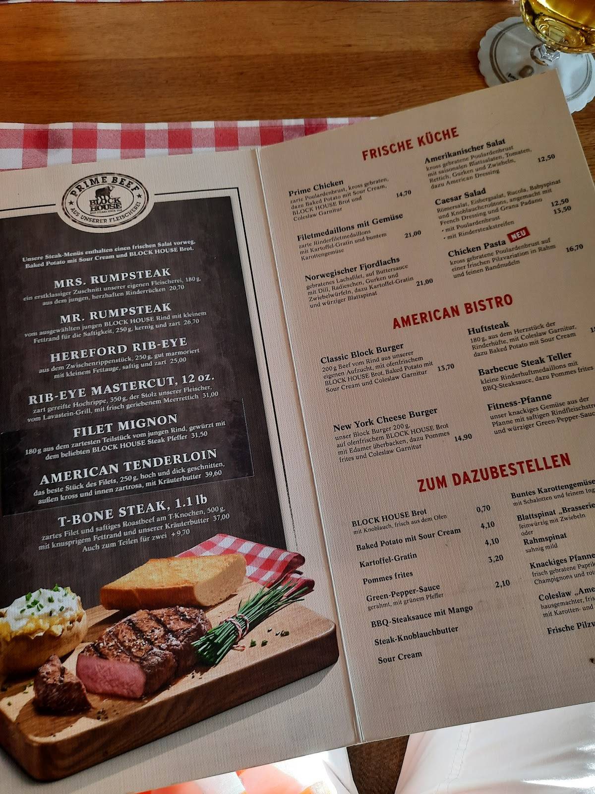 Speisekarte von BLOCK HOUSE Kirchenallee steakhaus, Hamburg