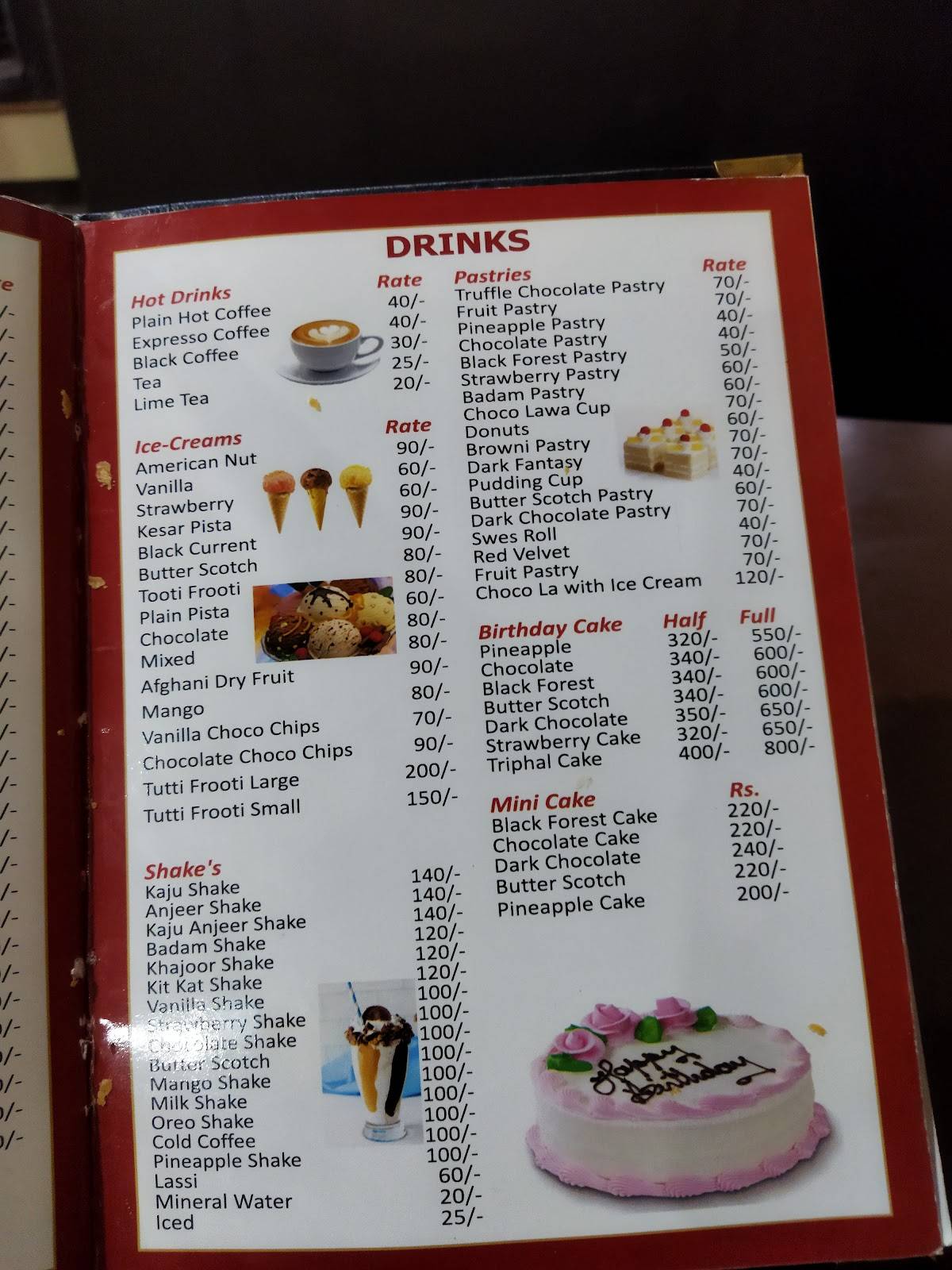 Bobby's Restaurant menu