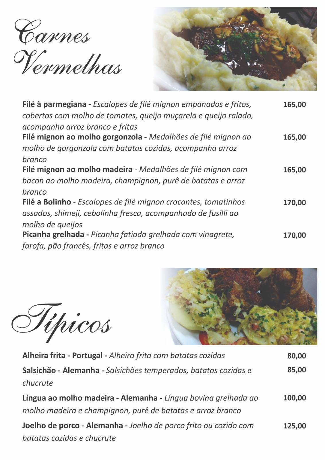 Bolinho de Bacalhau cardápio