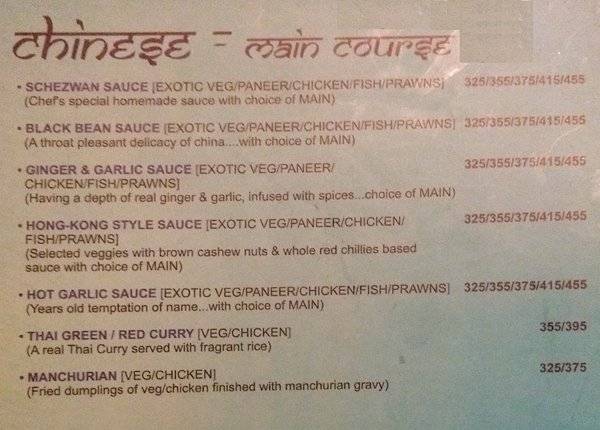 Bollywood Biistro menu
