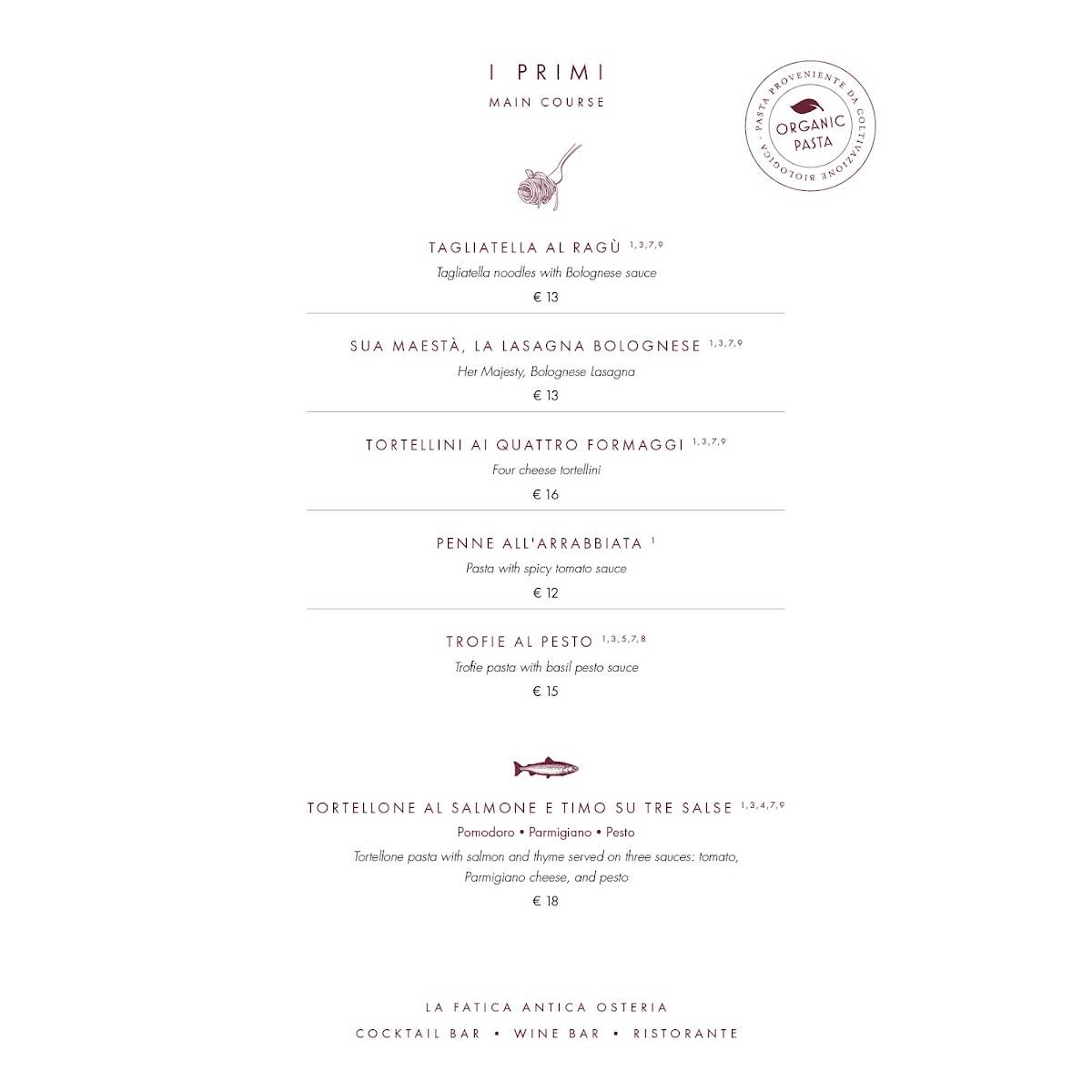 Menu di La Fatica - Antica Osteria 