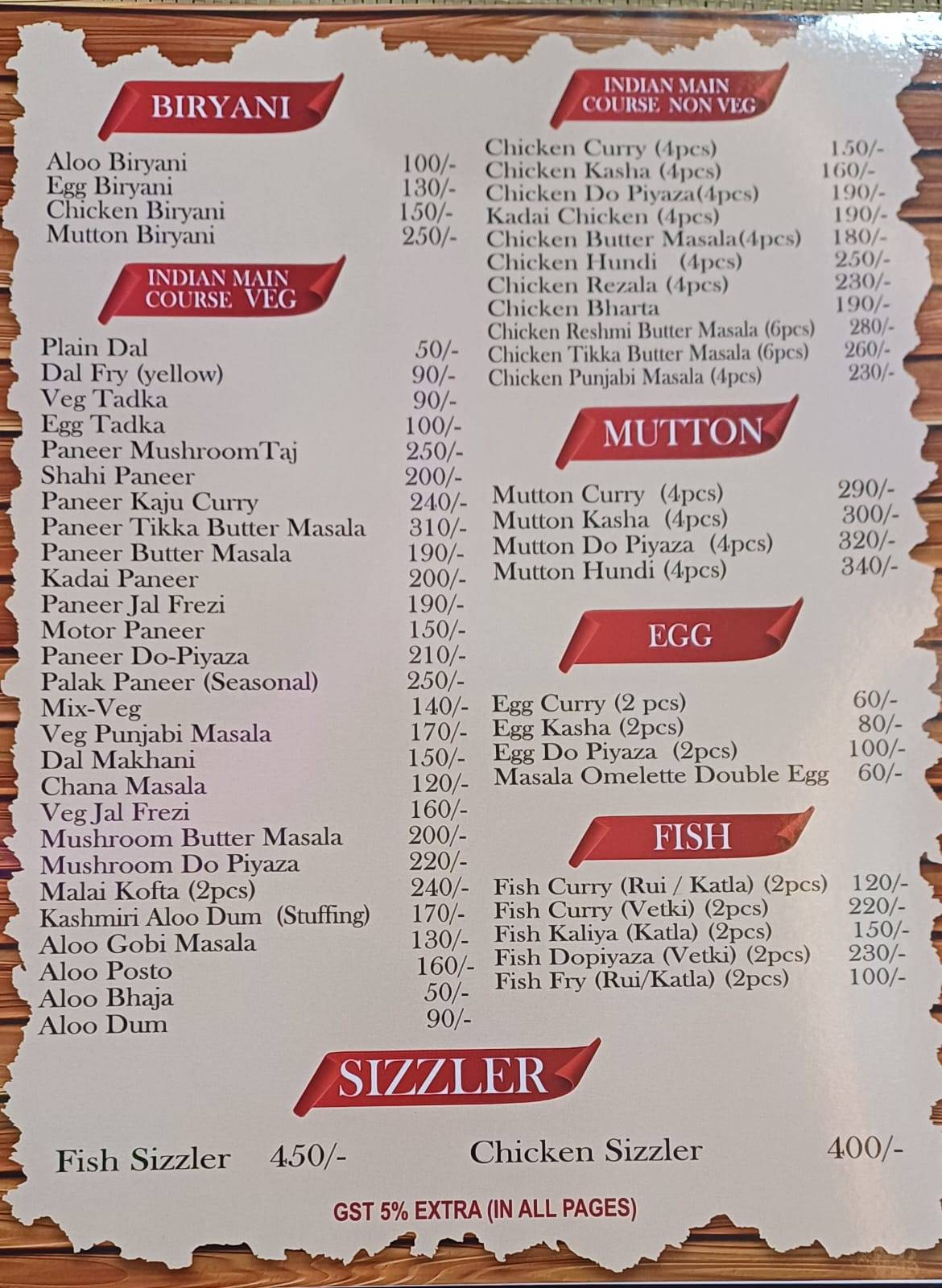 Silver Spoon Restaurant menu