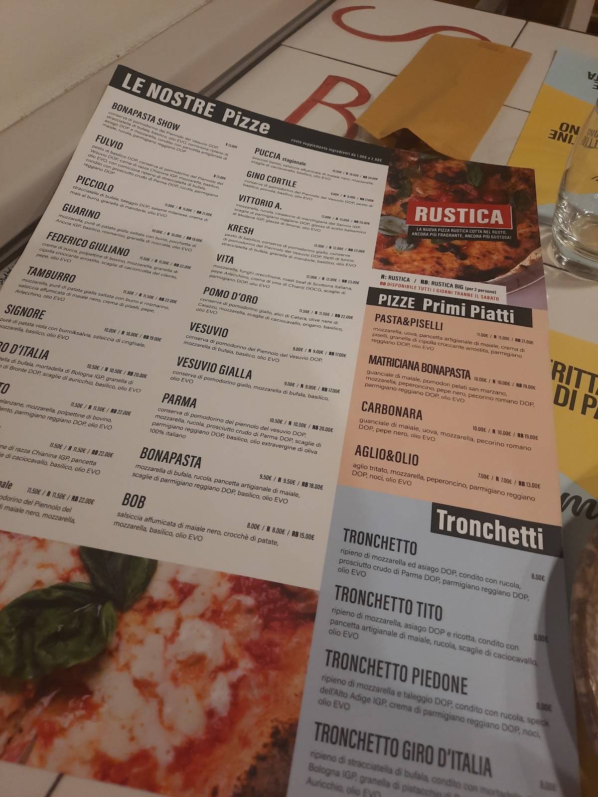 Menu di Bonapasta Pizzeria 