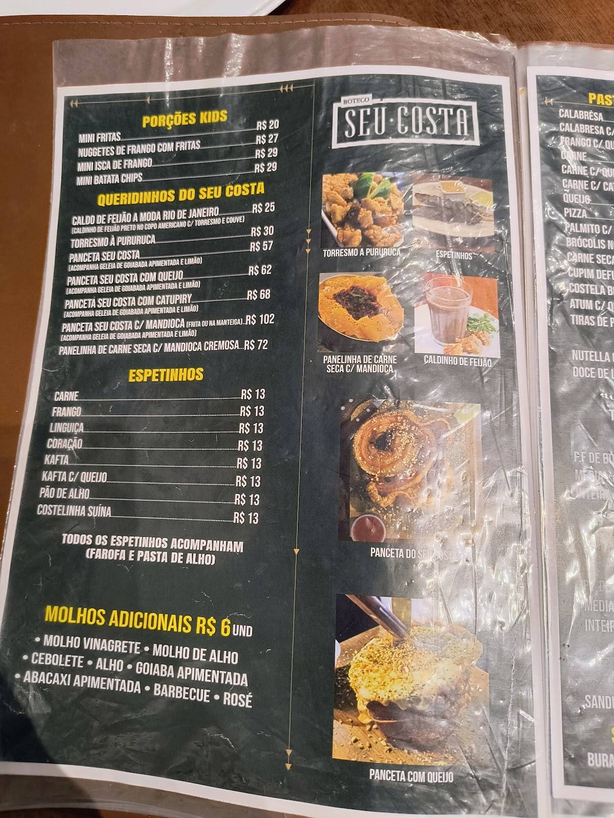 Boteco Seu Costa cardápio