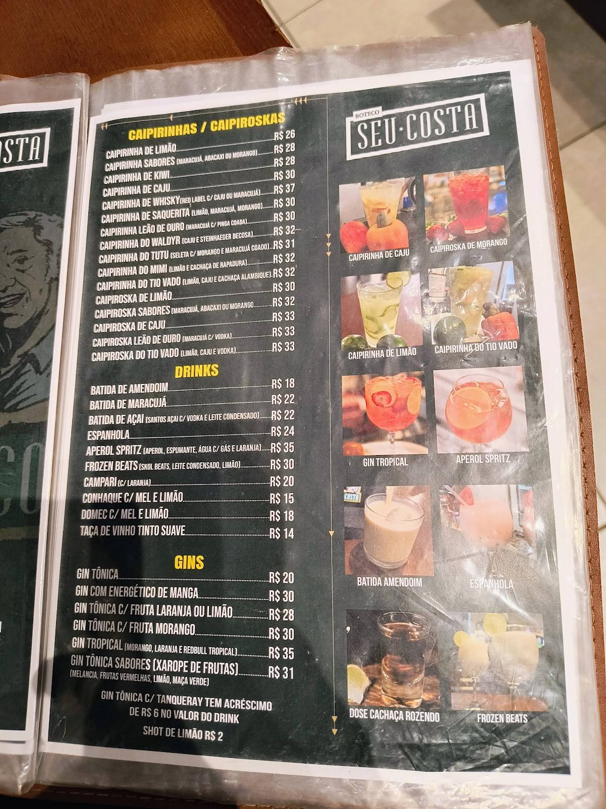 Boteco Seu Costa cardápio