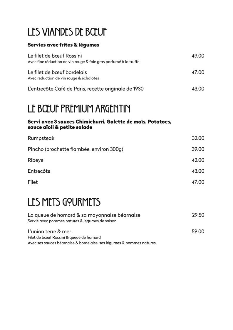 Menu di La Brasserie - Auberge des Vieux-Toits 