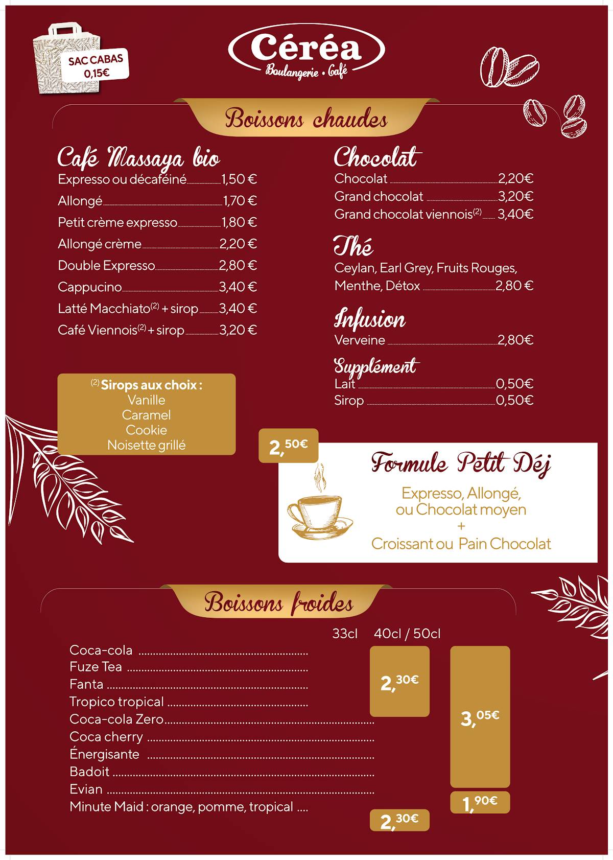 Menu de Boulangerie Céréa - Nevers Banlay