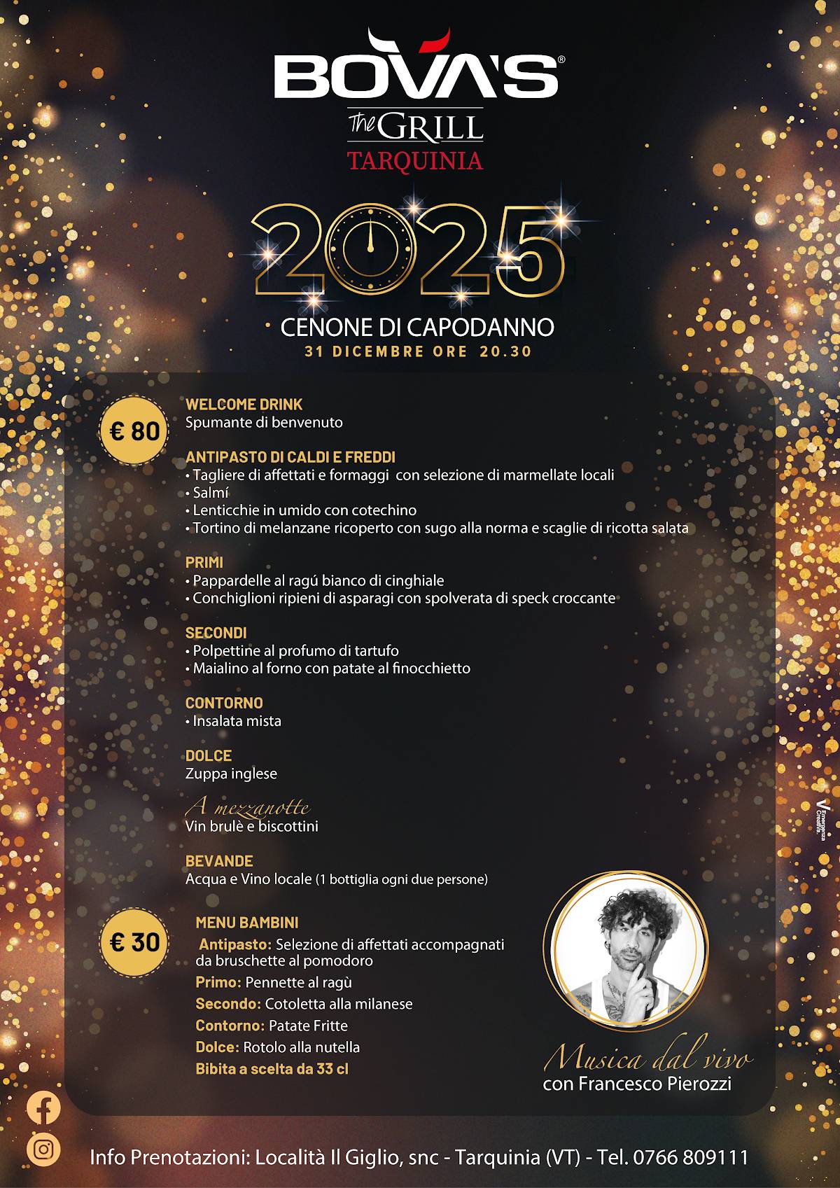 Menu di Bova's The Grill Steak House Tarquinia