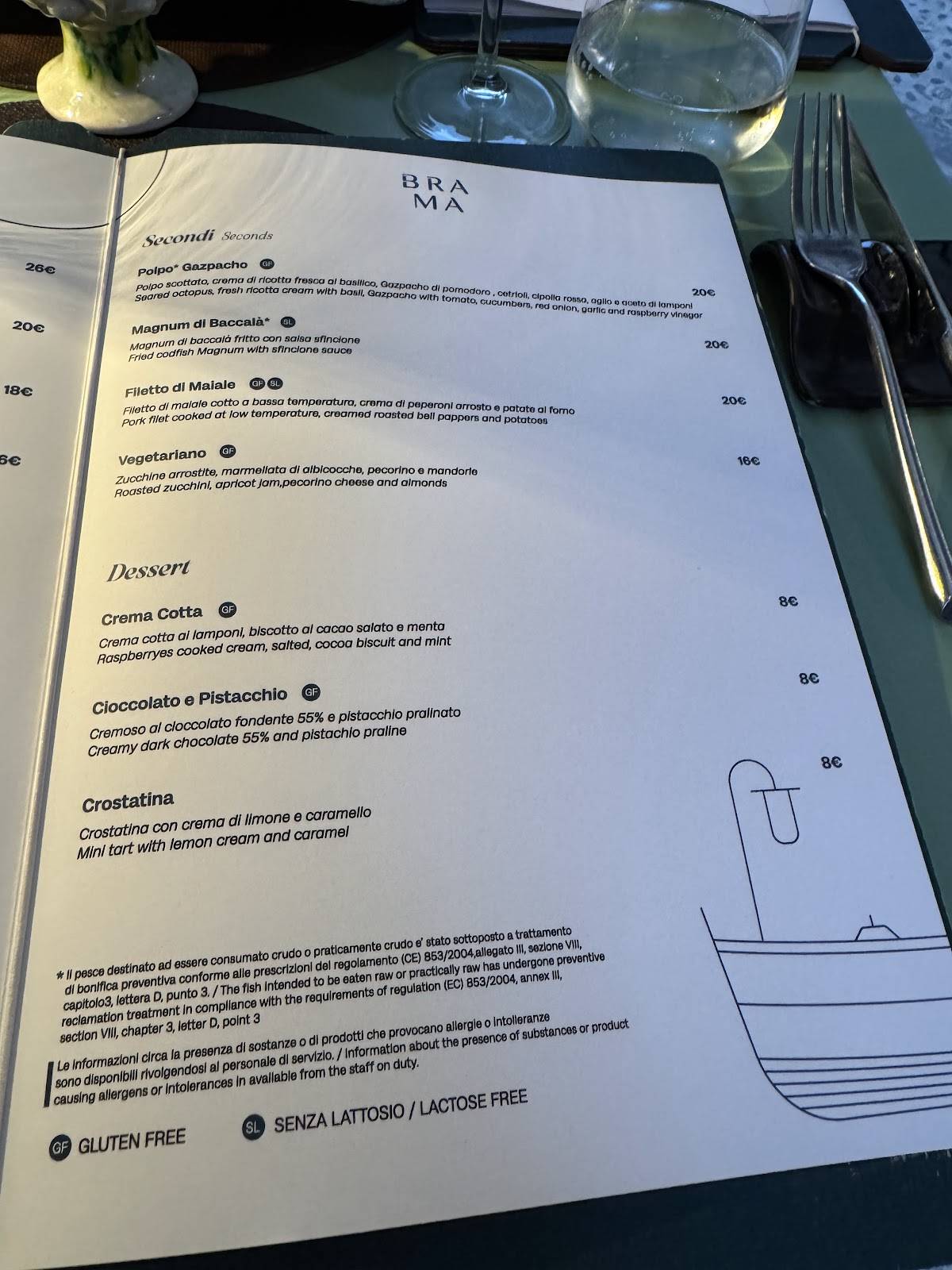 Menu di Brama Restaurant 