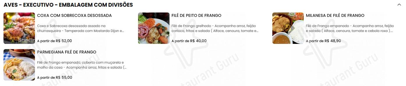 Braseiro Nobre menu - refeições e bebidas