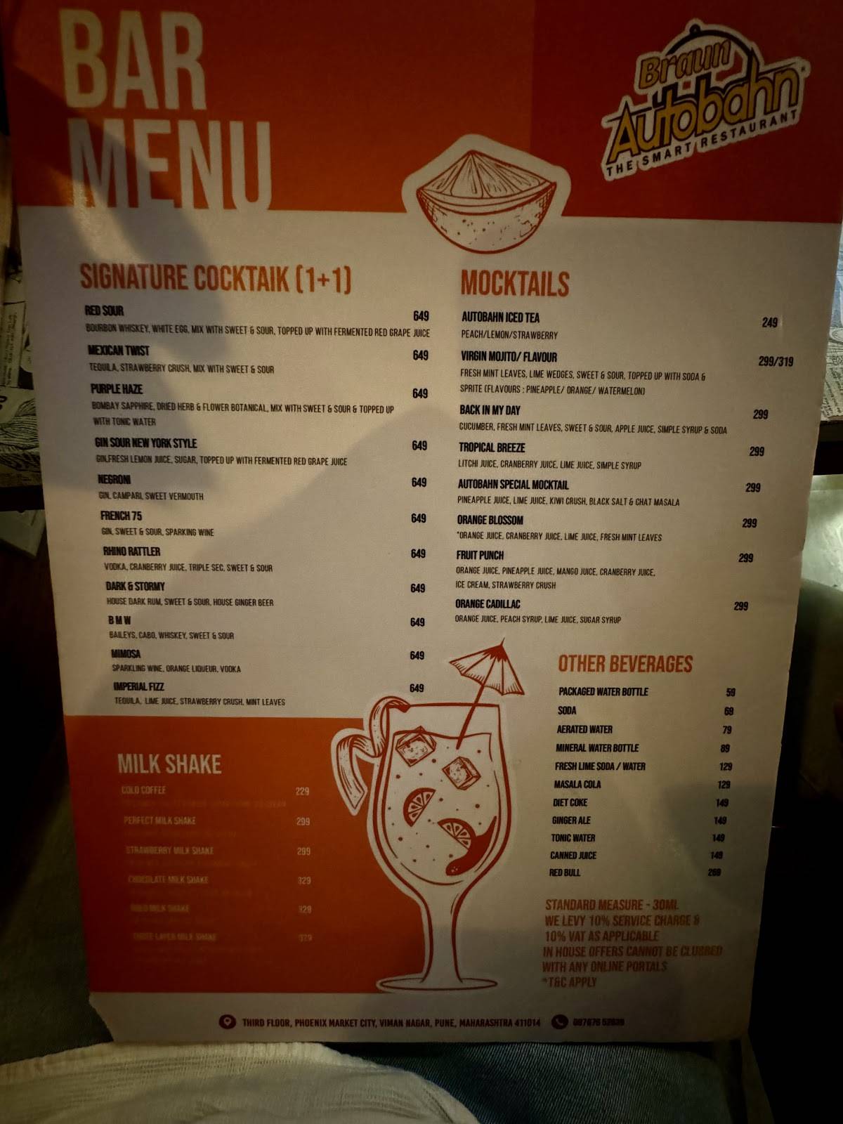 Braun Autobahn - The Smart Restaurant menu