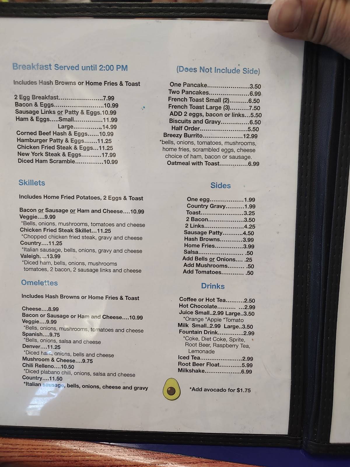 Menu at Breezy’s Wings & Wheels Restaurant, Red Bluff