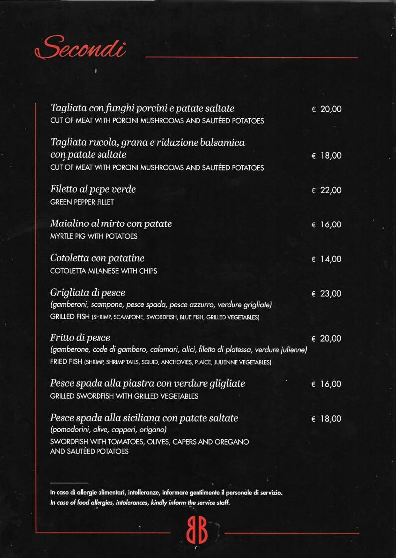 Menu di Brigitte Bistrot & Cafè e Pizzeria 