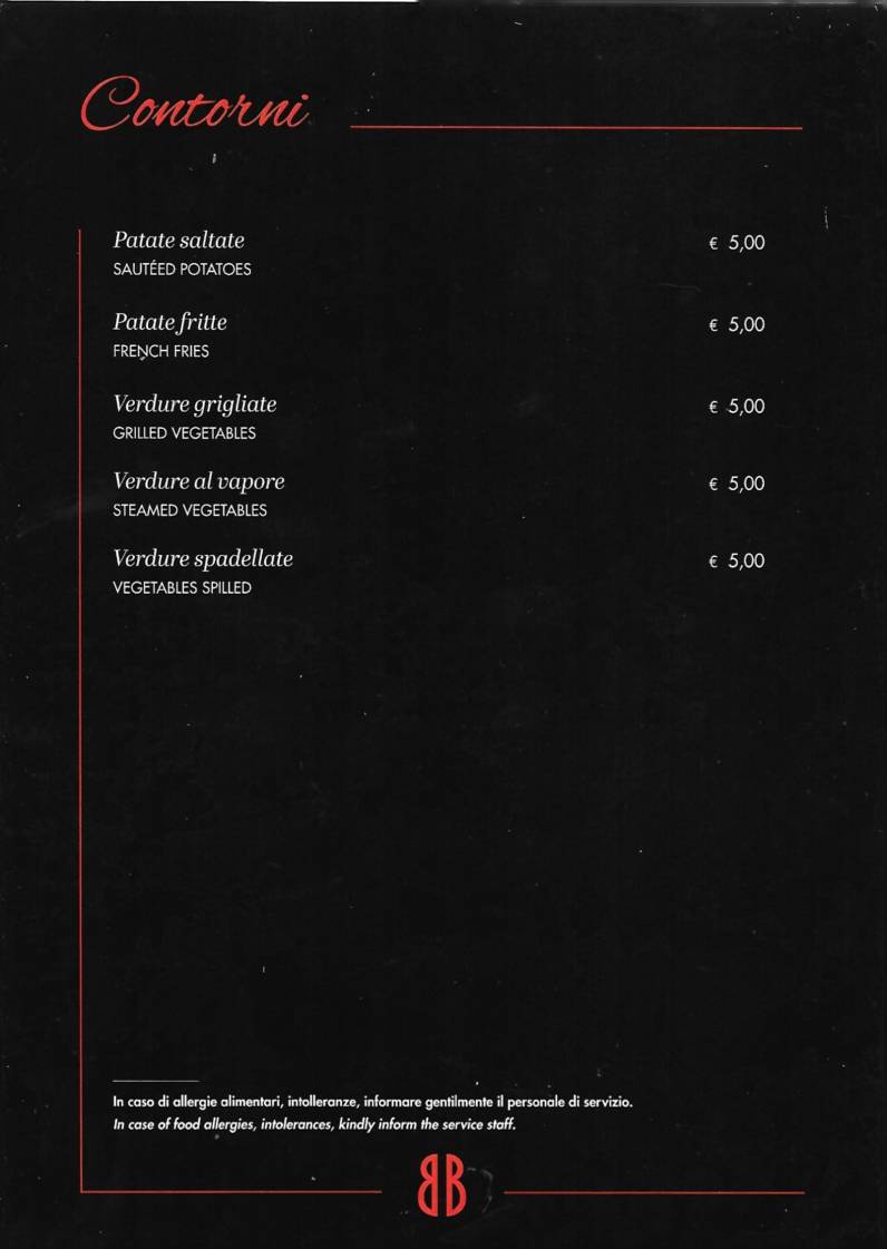 Menu di Brigitte Bistrot & Cafè e Pizzeria 