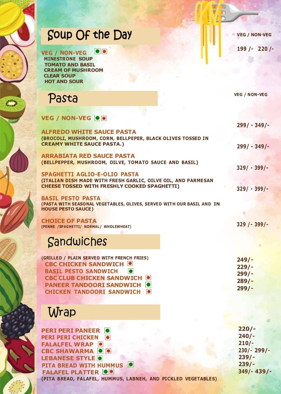Brown Crunch menu