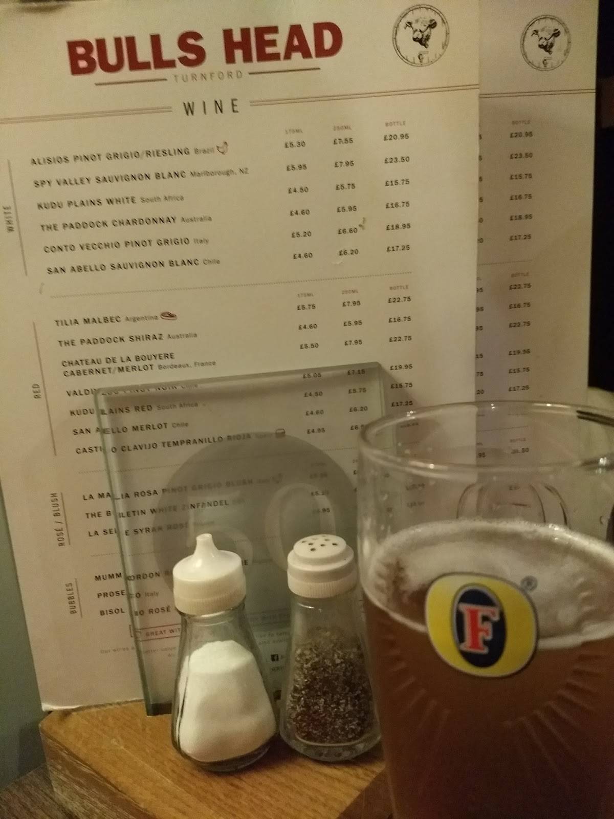 Menu At Bulls Head Pub Bar Broxbourne High Rd Turnford