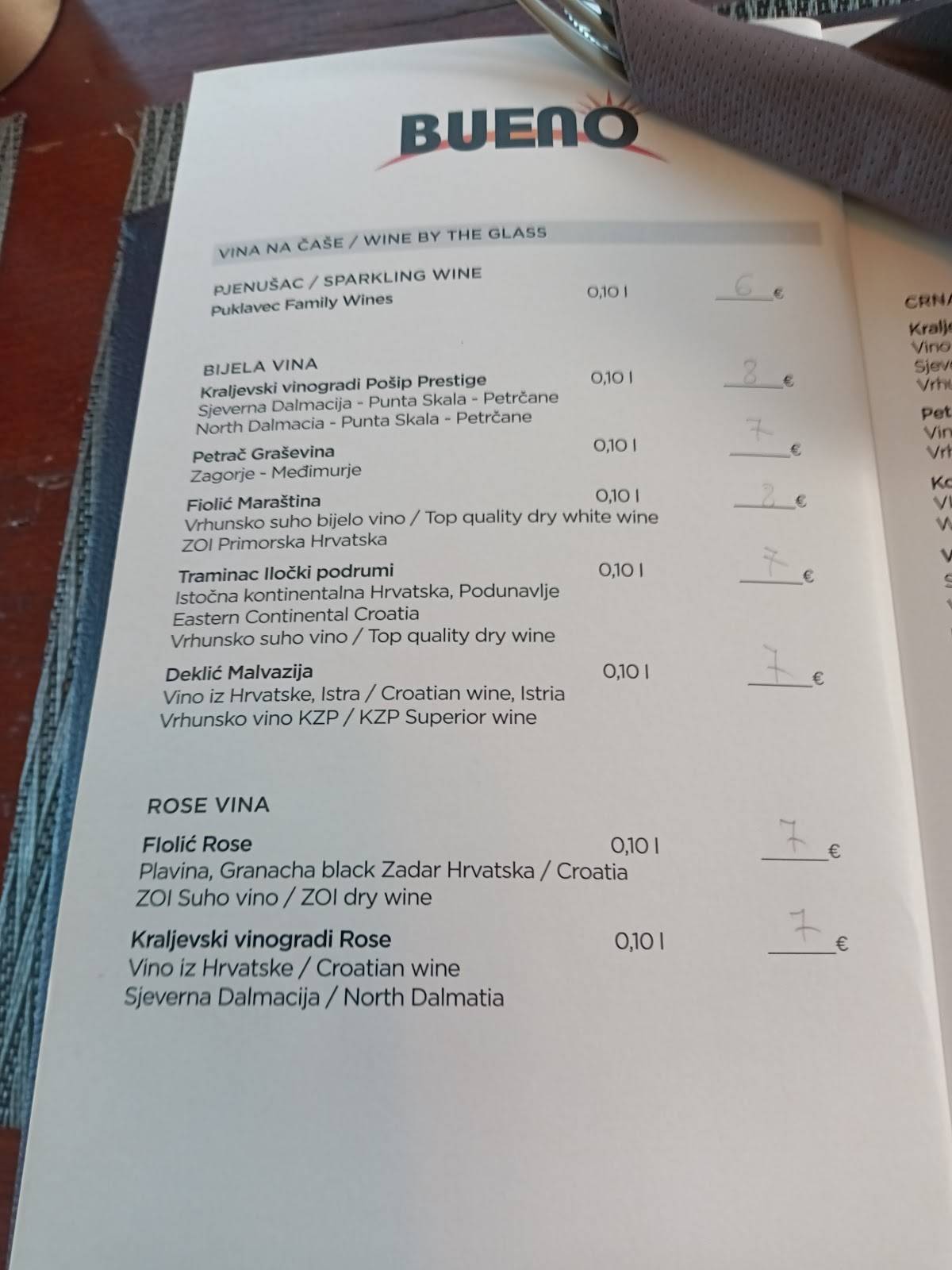 Menu di Bueno Trattoria 