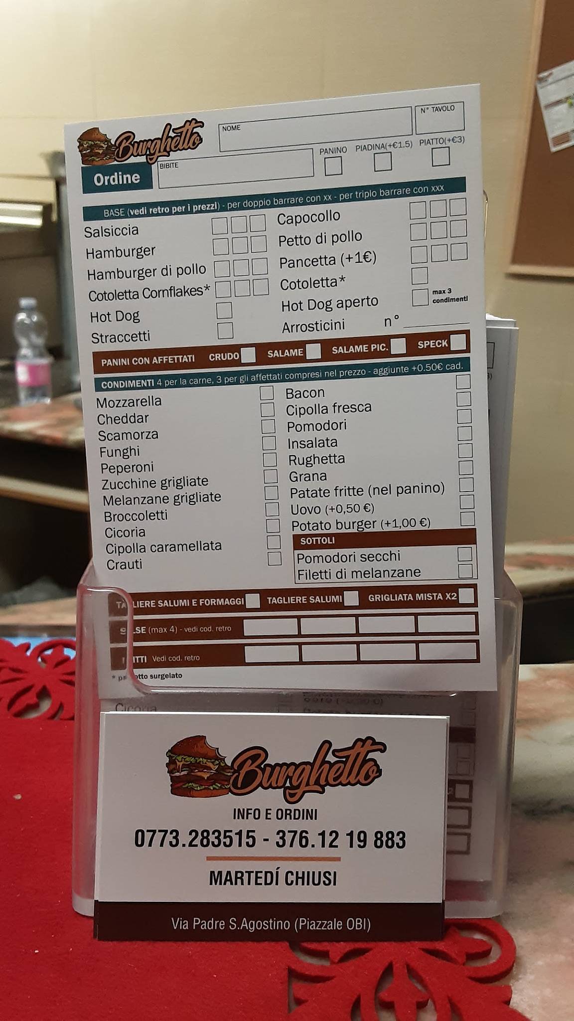 Menu di Burghetto 