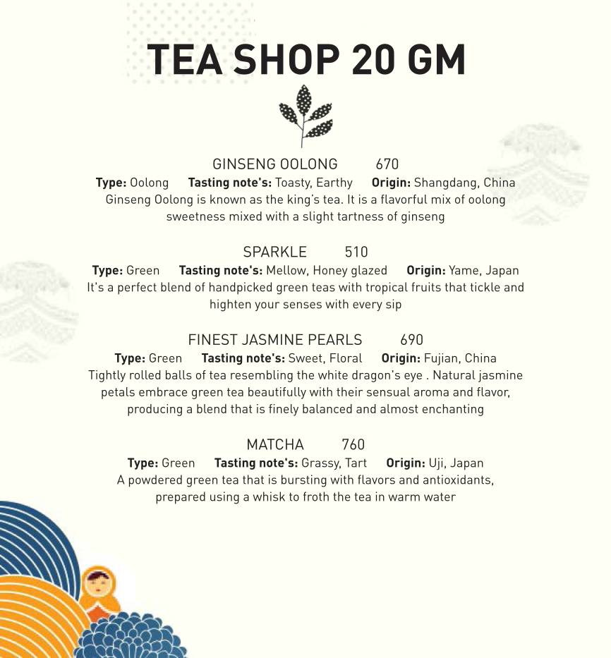 Burma Burma Restaurant & Tea Room menu